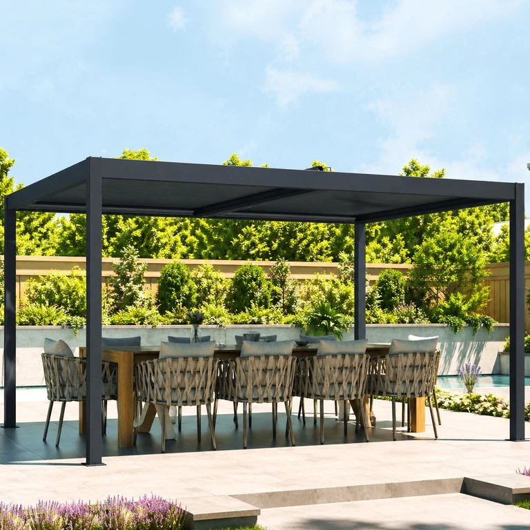 Pergola bioclimatique électrique 3 × 4 m | Toiture motorisée | Girona anthracite